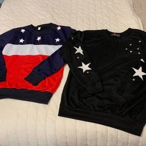 2 Lightweight Sweatshirts Tops Sportswear Junior  XL XXL USA Stars & Stripes